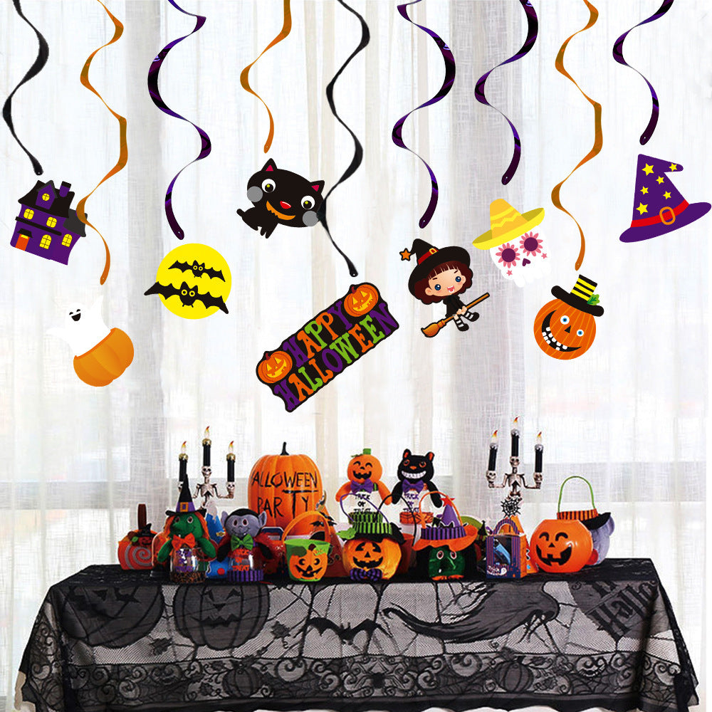 Halloween Cartoon Paper Ghost Witch Swirl Hanging Decorations for Party Decor