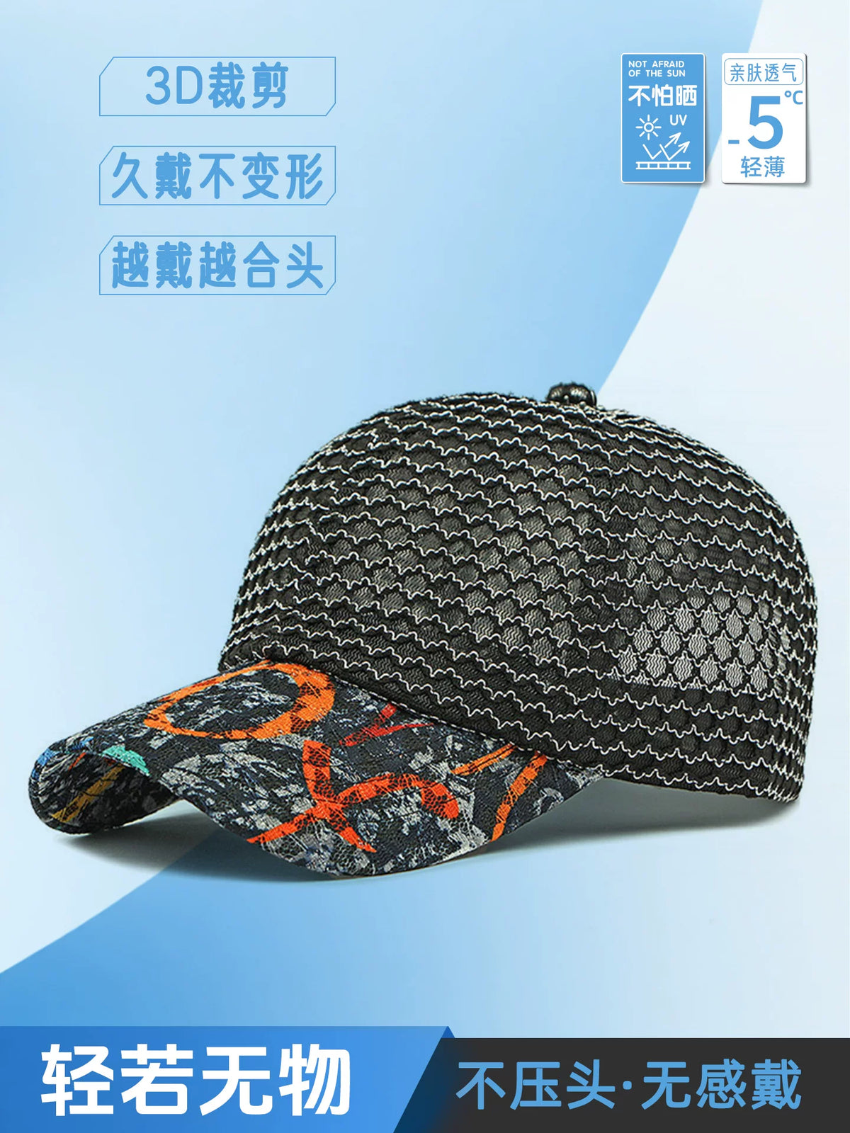 Vintage Mesh Baseball Cap for Men and Women - Breathable Sun Protection Hat