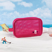 Portable Mesh Travel Cosmetic Bag, Large Capacity Waterproof Storage Pouch for Beach and Daily Use