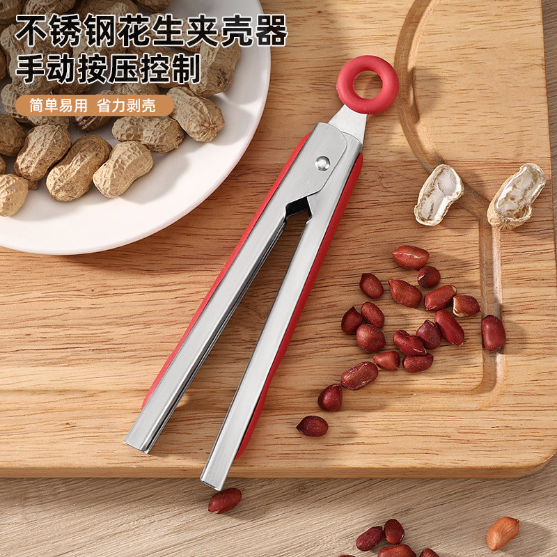 Peanut Sheller Tool with Red Handle, Manual Nut Cracker for Seeds and Nuts