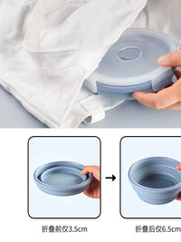 Collapsible Silicone Bowl with Lid, Portable Travel Food Container for Kids, Office, Outdoor, High Temperature Resistant