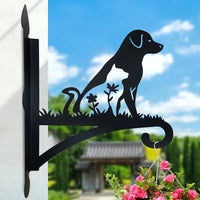Modern Dog Silhouette Metal Plant Hanger Bracket for Outdoor Wall Decor, Flower Pots, and Lanterns