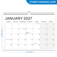2026-2027 18-Month Wall Calendar A4 Black and White
