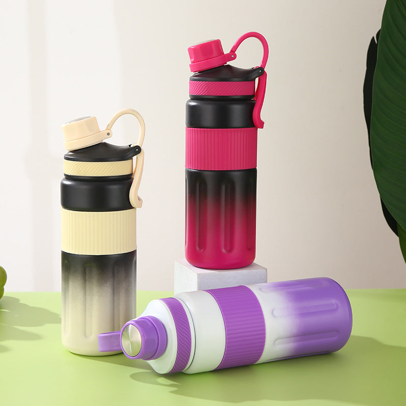 Gradient 316 Stainless Steel Insulated Water Bottle with Handle for Sports & Fitness, Portable Direct Drinking Flask