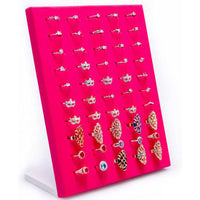50-Slot Velvet Ring Display Stand Jewelry Holder