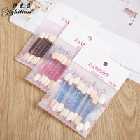 Portable 10-Piece Eyeshadow Brush Set with Latex Sponge Applicators and Lip Brush