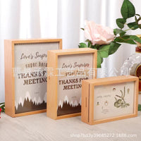 Creative Wooden Photo Frame with Acrylic Panel and Piggy Bank Function for Desktop Display