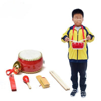 Children's Cowhide Drum Set with Cymbals and Percussion Instruments for Kindergarten Performances