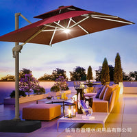 Outdoor Solar LED Patio Umbrella with Aluminum Pole for Garden Balcony