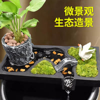 Aquarium Water Circulation Ornament with Stone Trough Tray and Filter