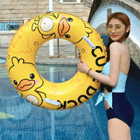 Inflatable Duck/Dinosaur/Floral Swim Ring for Kids & Adults with Handles, Thickened PVC Pool Float