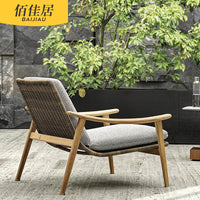 Nordic Simple Outdoor Leisure Table and Chair Set Rattan Sofa Solid Teak Rock Board Coffee Table Long Table Garden Balcony Furniture