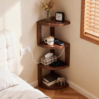 Solid Wood Nightstand Small Bedroom Corner Table Narrow Bedside Storage Shelf