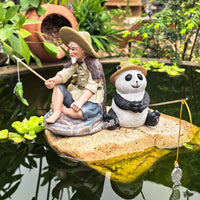 Cute Panda Fishing Ornament for Aquarium, Fish Pond, or Garden Decor