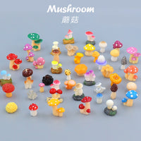 Miniature Mushroom Figurines with Basket for Micro Landscape Decor and Play