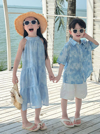 Family Matching Bohemian Beach Outfits - Dresses, Shirts, and Quick-Dry Pants for Parents and Kids