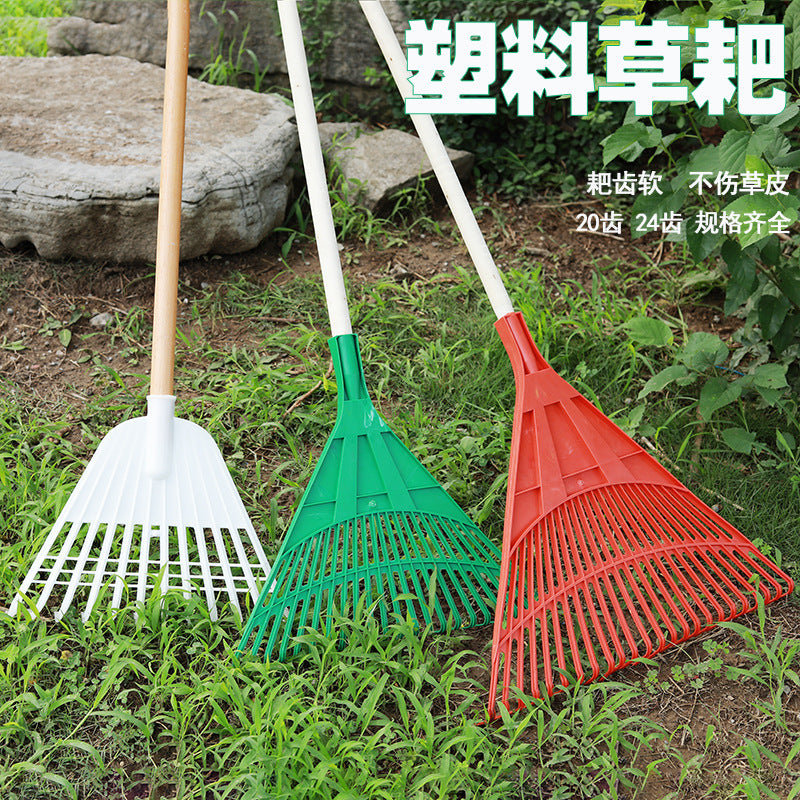Agricultural Garden Rake for Loosening Soil and Spreading Seeds, Plastic Leaf Rake