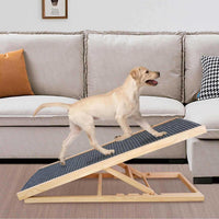 Pet Ramp Stairs for Small Dogs and Cats, Adjustable Wooden Foldable Ladder for Beds and Sofas