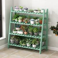 Multi-Tier Foldable Wooden Plant Stand for Indoor/Outdoor Use