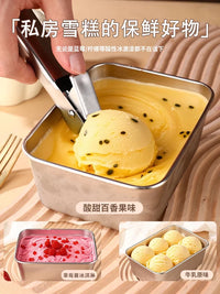 Thickened Stainless Steel Ice Cream Mold Container with Lid