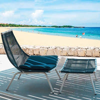 Nordic Outdoor Patio Lounge Chair Sofa and Coffee Table Set, Woven Rattan Furniture for Balcony and Small Spaces