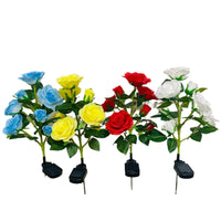 Solar Rose Flower LED Garden Decorative Lights Outdoor Waterproof for Yard Park Villa Lawn