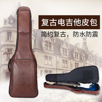 Electric Guitar Gig Bag, Thickened Vintage Brown Dual Shoulder Strap Backpack for 39/40-inch Guitars