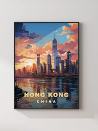 Vintage City Landmark Art Print with Black Frame, Retro English Poster for Home Decor