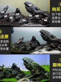 Aquarium Mountain Landscape Decoration Kit with Qinglong Stone for Fish Tanks