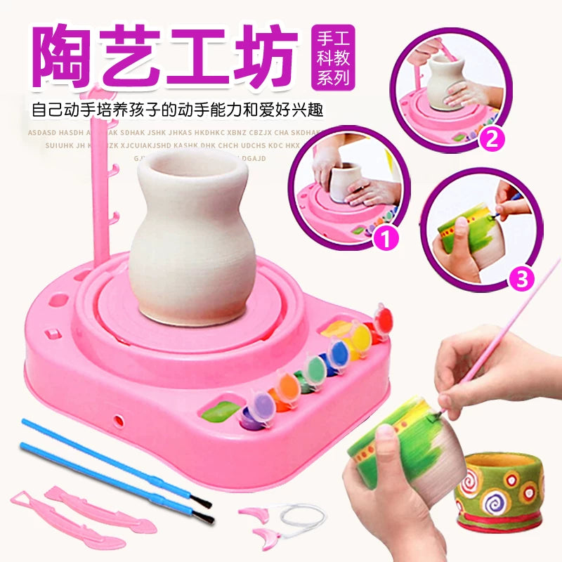 Kids' Electric Pottery Wheel Kit with Clay and Tools for DIY Crafting