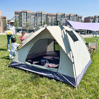 Pop-Up 3-4 Person Camping Tent with Two Doors and Two Windows, Waterproof for Outdoor Park and Camping