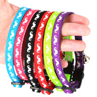 Adjustable Luminous Cat Collar with Bell and Paw/Whiskers Design