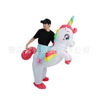 Inflatable Rainbow Unicorn Rider Costume for Halloween & Parties