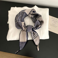 Vintage Cotton Linen Plaid Triangle Scarf Double-Sided Neck Protection Windproof Shawl Headscarf