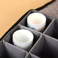 Dish Storage Container Set with Zippered Lid for Kitchen Dinnerware and Glassware