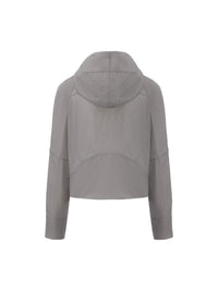 Women's Lightweight Hooded Sun Protection Jacket, Loose Fit Zip-Up Cropped Outdoor Windbreaker