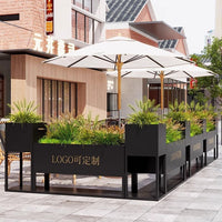 Outdoor Garden Iron Art Flower Box Combination Rectangular Planter Hotel Municipal Partition Fence Flower Trough