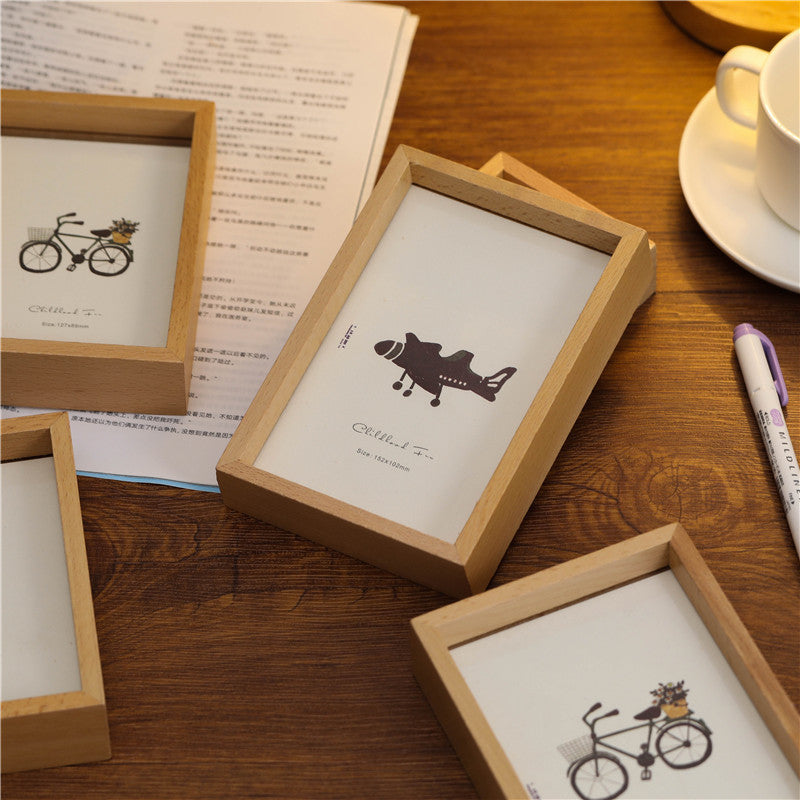 Japanese Ins Style Wooden Photo Frame for Desktop Decor, DIY Rectangular Picture Frame