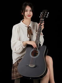 38-inch Acoustic Guitar for Beginners, Solid Wood Folk Guitar for Students and Practice