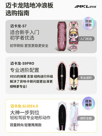 Mycalon S7 Land Surf Skateboard for Adults and Kids, No-Push Cruising