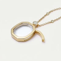 Vintage Square Zircon Glass Locket Pendant Necklace for DIY