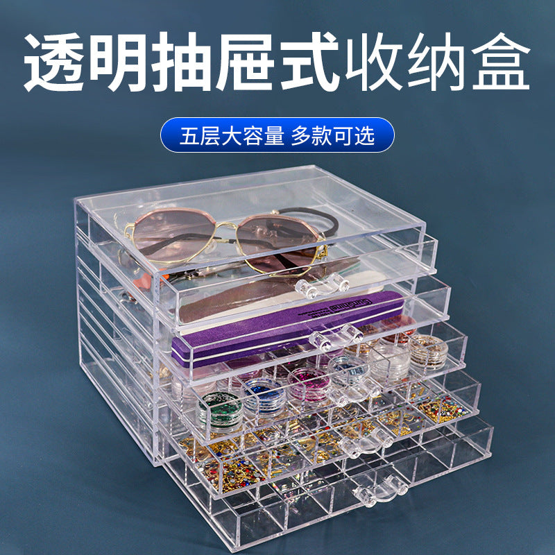 Multi-functional Clear Desktop Storage Organizer with Drawers for Jewelry and Small Items