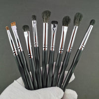Professional 9-Piece Goat Hair Eye Makeup Brush Set for Eyeshadow Blending and Application