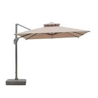 Outdoor Cantilever Patio Umbrella with Base for Garden, Deck, and Commercial Use