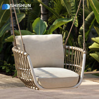 Nordic Outdoor Rope Woven Rocking Chair Villa Balcony Sunroom Garden Furniture Combination Swing Basket