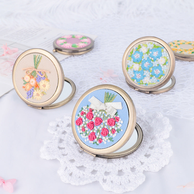 2025 Winter Suzhou Embroidery Ribbon DIY Cosmetic Mirror Kit for Beginners
