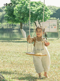 WOBOINNO Indoor/Outdoor Wooden Swing for Kids and Adults