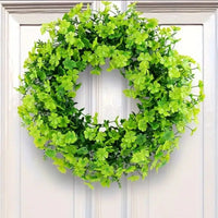 Four-Leaf Clover Wreath for Outdoor Decor & Photography Props, 30cm Green Artificial Plant