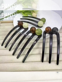 New Chinese Style Pearl Three-Tooth Hairpin Set for Buns and Updos