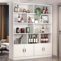 Freestanding Wine Cabinet Display Rack with Storage for Living Room, Home Bar, or Retail